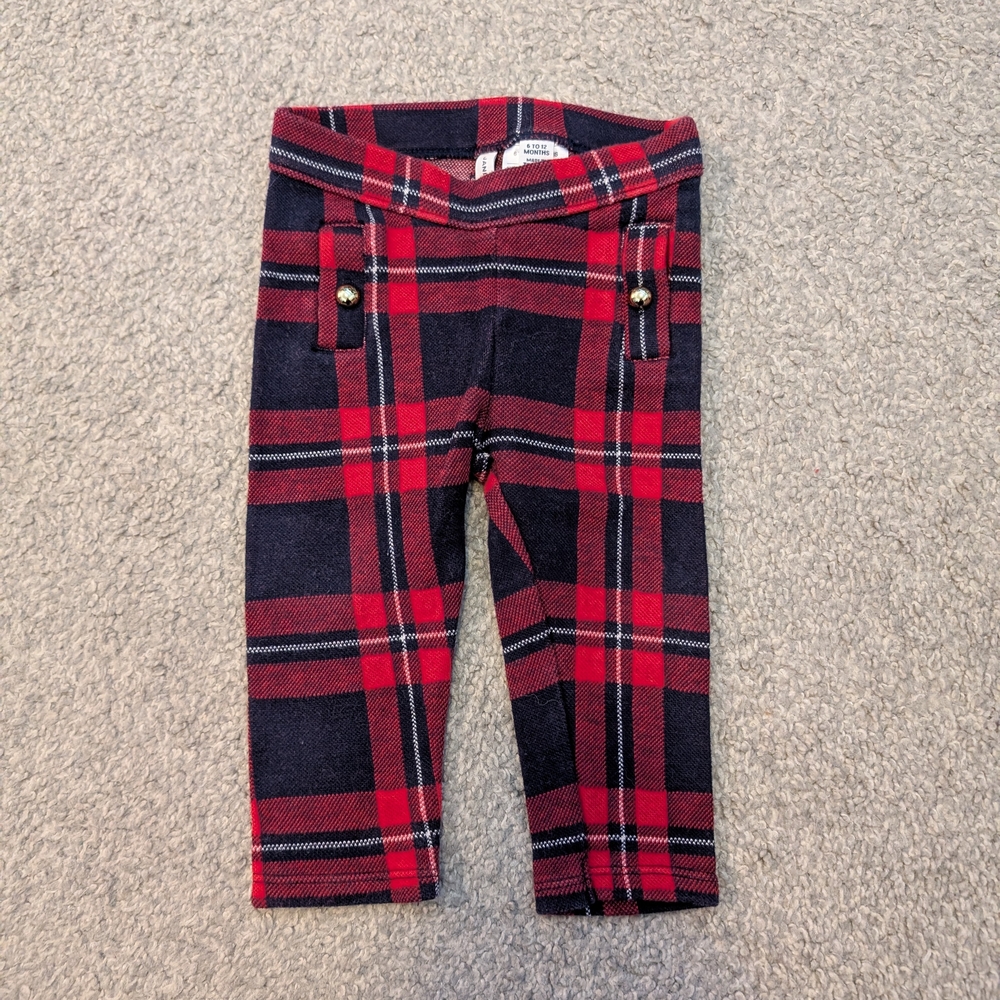 Janie and Jack Red and Black Plaid Leggings